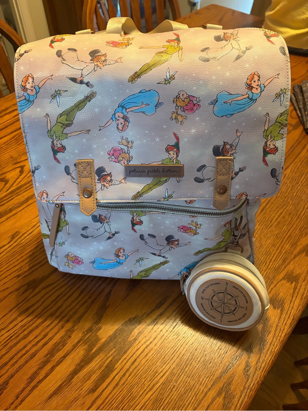 Petunia Pickle Bottom Off to Neverland Peter Pan Print Meta diaper bag Backpack
